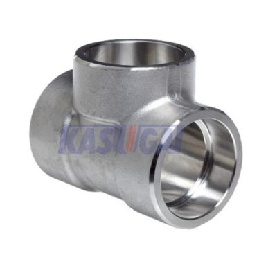 China Socket Weld High Pressure Stainless Steel Pipe Fittings ASTM A182 SW Straight Tee for sale