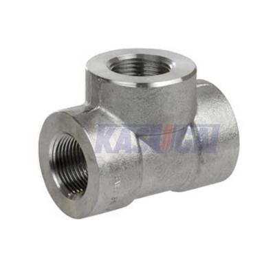China F304 Stainless Steel High Pressure Fittings Forged Threaded THD Straight Tee for sale