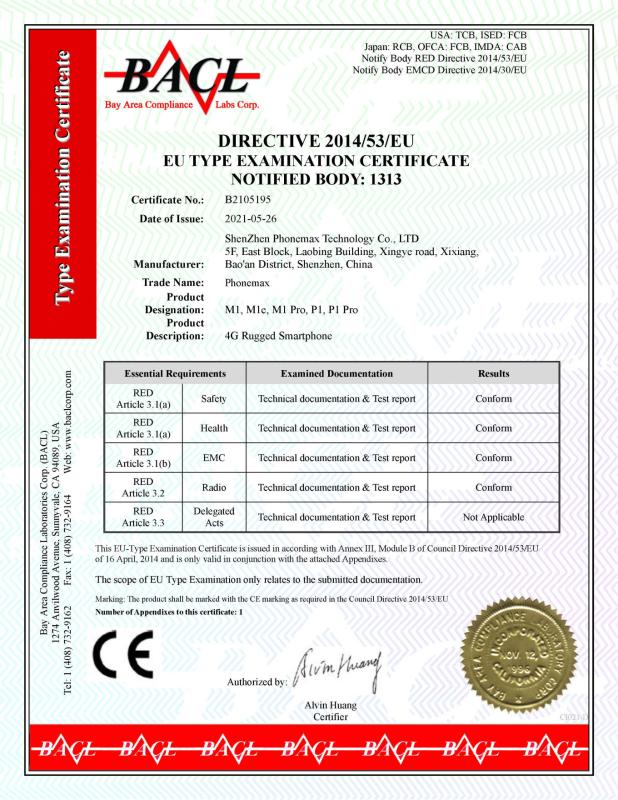CE - Shenzhen Phonemax Technology Co., Ltd.