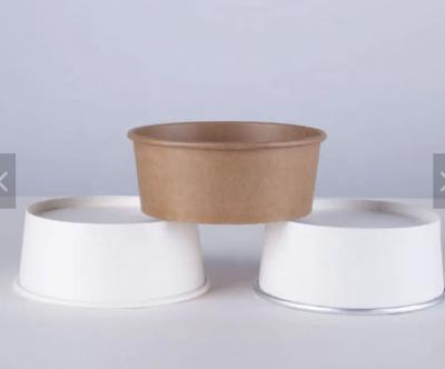China Stocked 1300ml Kraft Salad Bowls Disposable Paper Kraft Bowl With Lid for sale