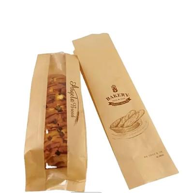 China Kraft Bakery Bread Paper Bags With Window Recyclable Customized for sale