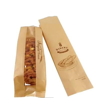 China Custom Printed Kraft Paper Bread Bags Eco Friendly And Durable for sale