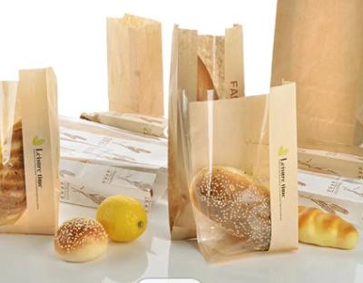 China Packaging Custom Printed Kraft Paper Bread Bag Recycle Screen Printing SGS for sale