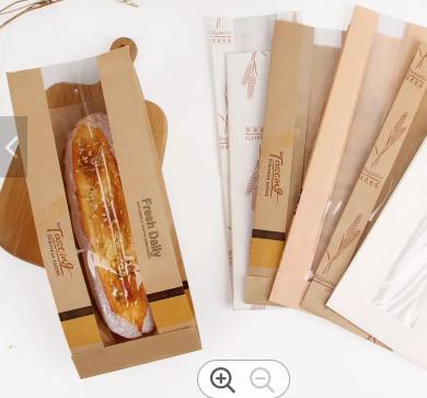 China Bolsos de papel reutilizables del pan de Kraft con el ODM biodegradable de la ventana en venta