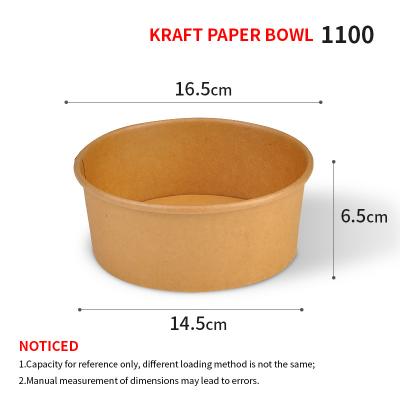 China Biodegradable Salad Bowl Kraft Printing 1300ml Kraft Bowl Customized for sale