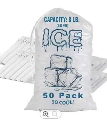 China 2kg / 3kg Freezer Plastic Ice Bags Drawstring Customized Printing for sale