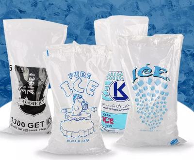 Chine Réutilisez le poly en plastique de glace sachet la livraison de glace de sac de guichet de LDPE de cordon à vendre