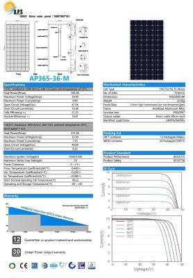 China Equipo solar, célula monocristalina del módulo 36V 72, mono 365W, 370W, 375W, 380W módulo fotovoltaico solar, estación de la energía solar en venta