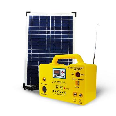 China 30W Solar Lighting Kit Phone Power Charging FM Radio MP3 Player Portable Solar Generator SG1230 for sale