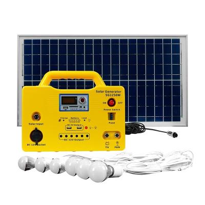 China High Efficiency 50W DC Portable Solar Lighting System Solar Power Generator Station With MP3 And Radio SG1250 for sale