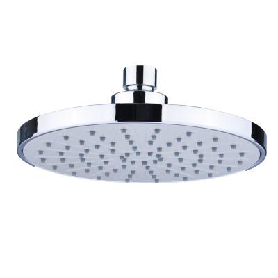 China 200 Diameter Abs Plastic Rainfall High Pressure Round Shower Head Fixed Mount Brass Swivel Ball Adjustable for sale