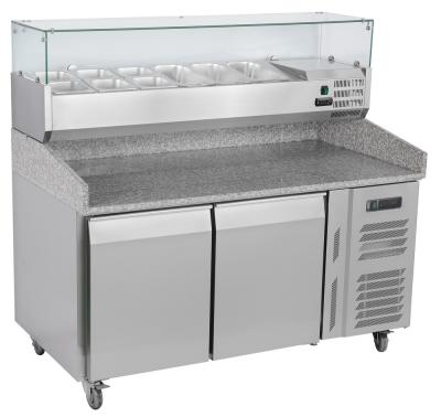 China 2 Doors Refrigerated Pizza Prep Table Fan Cooling 1510x800x1420mm for sale