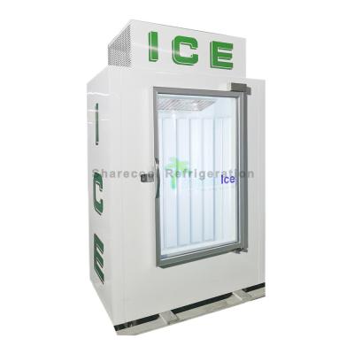 China 42 Cubic Feet Ice Storage Bin Freezer R404a Refrigerant Defrorsting Glass Door for sale