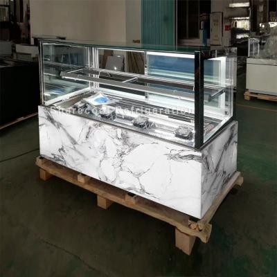 China Ultra Clear Glass 2.0m Showcase Cake Chiller For Cake Display Ink Painting Marble for sale