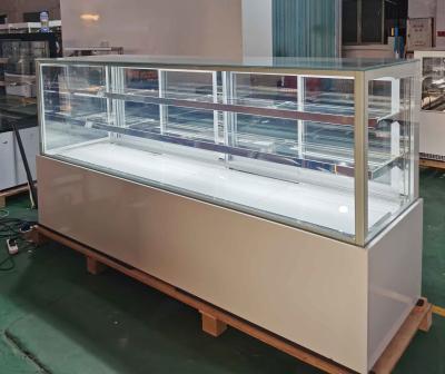 China Glass Door 2.4m Cake Display Refrigerator Marble Base Two Shelves for sale