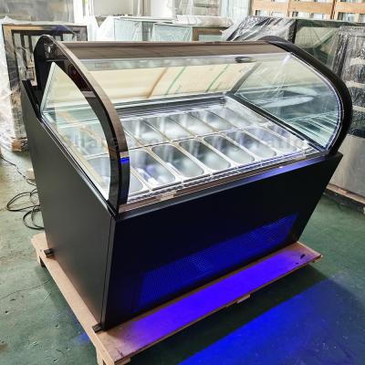 China 14 Pans Gelato Ice Cream Display Freezer minus 18-22 degree Low noise for sale
