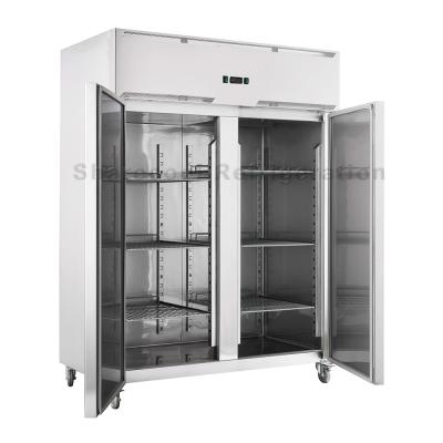 China Refrigerar vertical do fã do refrigerador da porta dobro da cozinha 1285L de aço inoxidável à venda