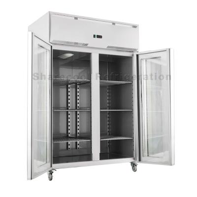 China Porta de vidro de degelo do congelador ereto de aço inoxidável de Monoblock R404a à venda