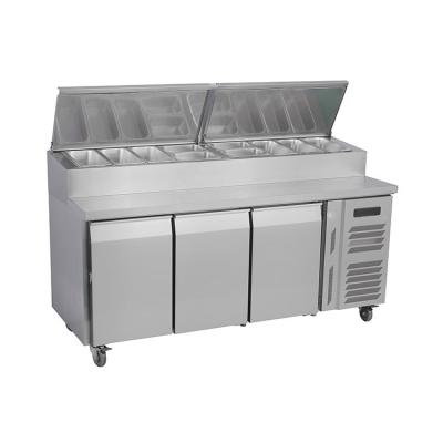 China 3 Doors Refrigerated Pizza Prep Table for sale