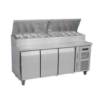 China 220V 3 Door Refrigerated Pizza Prep Table Stainless Steel 304 Material for sale