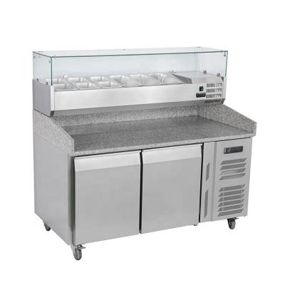 China Marble Top Refrigerated Pizza Prep Table 260L With Salad Bar for sale