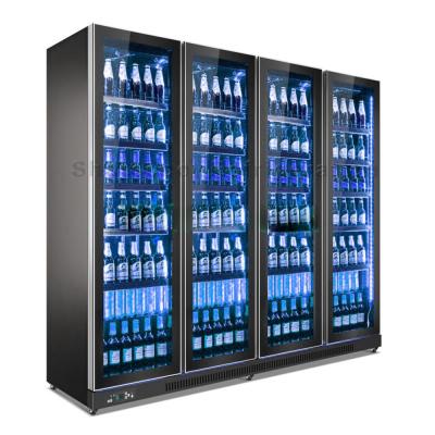 China CFC Free Drink Commercial Display Refrigerator 1700L 4 Full Glass Door for sale