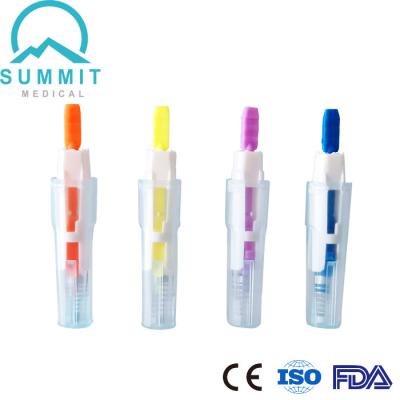 China Color Coded Safety Blood Lancet 21G 23G 26G 28G 30G for Point of Care Testing for sale