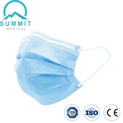 China 17.5X9.5cm Medical Surgical Face Mask , 120mmHG Disposable Blue Earloop Face Mask for sale