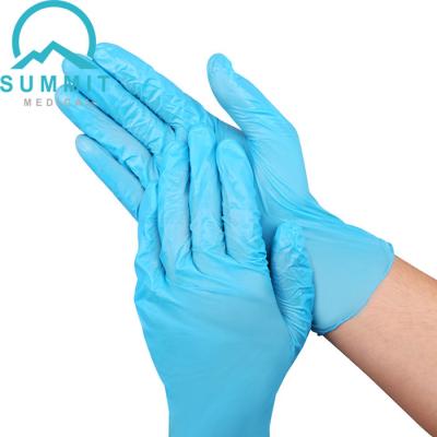 China Blue Nitrile Medical Disposable Examination Gloves 240mm for sale