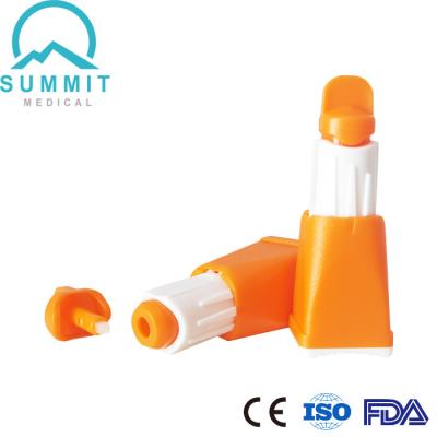 China Multiple Depth Settings Adjustable Safety Blood Lancet 28G 1.3mm/1.8mm/2.3mm Orange for sale