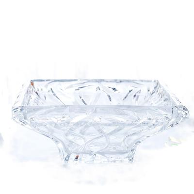 China plate big bottomed kitchen transparent amber food salad fruit high lid pan square glass bowl for sale