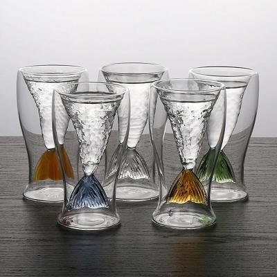 China Mermaid fishtail fashion ideas Creative art fashion with a straw mouse shape glass cocktail shaker mixing crystal for sale
