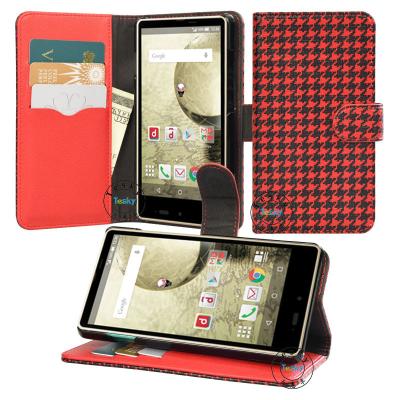China Gird Pattern PU Leather  cases for sharp SH-04G with stand function and wallet card for sale