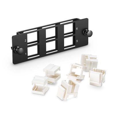 China 6 Port Wall Mount Fiber Patch Panel Box Multimedia Copper Modular 6 Plastic Clips for sale