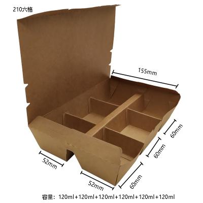 China Food Grade Kraft Paper Take Out Boxes 6 Compartments Serve Hot And Cold Foods For Restaurants for sale