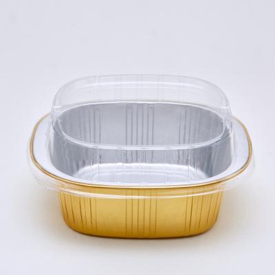 China 325ml Foil Food Container Aluminum Foil Baking Cups With Lids Square for sale