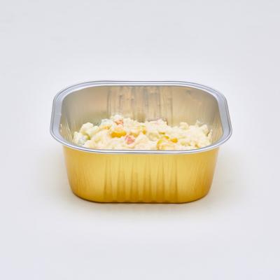 China magdalena del papel de aluminio del envase de comida de la hoja 180ml con la torta cuadrada Pan For Desserts Flans de las tapas en venta
