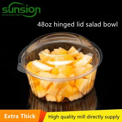China 48oz Salad Plastic Packaging Containers For Food PET Hinged for sale