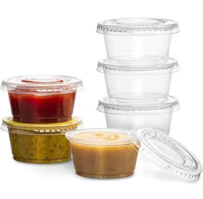 China Clear Disposable Plastic Portion Cups With Lids 4oz Sauce Cups for sale