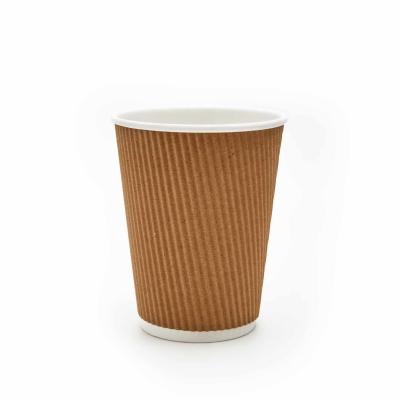 China Ripple Wall 8OZ Paper Disposable Cup With Non Slip Grip Leakproof Lids for sale