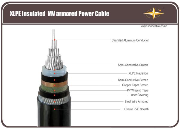 Medium Voltage Armoured Electrical Cable , Aluminium Wire Armoured Cable