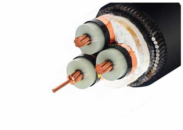 6 / 10KV 3 Core Stranded Copper Steel Wire Armoured Electrical Cable / Power Cable