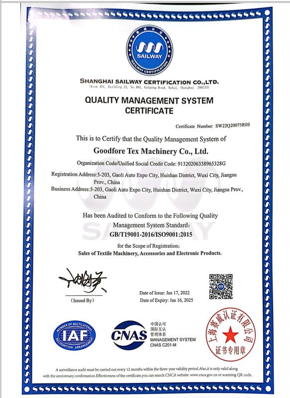ISO - Goodfore Tex Machinery Co.,Ltd