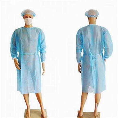 China Vestido não tecido descartável plástico completo do isolamento do PPE com punho feito malha à venda
