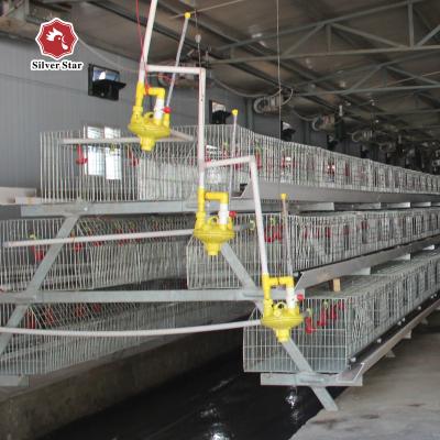 China 3 Tier 180 Chickens Poultry Bird Cage For Big Chicken Farm for sale