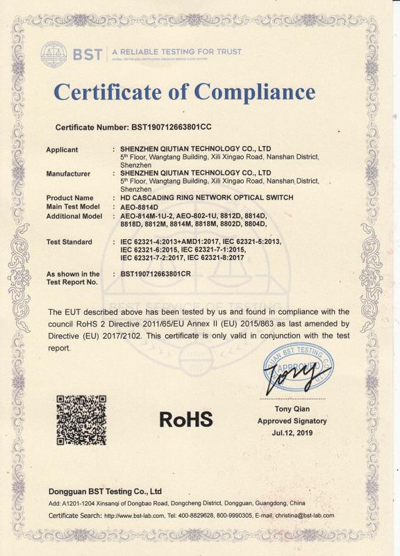 ROHS - Shenzhen Qiutian Technology Co., Ltd