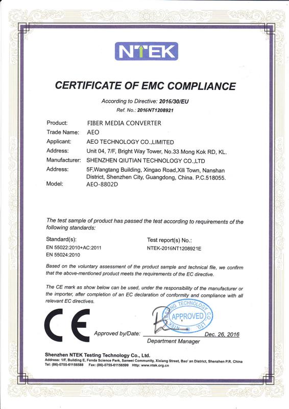 CE - Shenzhen Qiutian Technology Co., Ltd