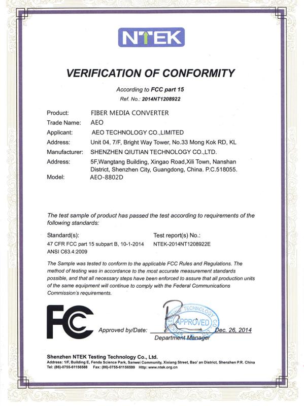 FCC - Shenzhen Qiutian Technology Co., Ltd