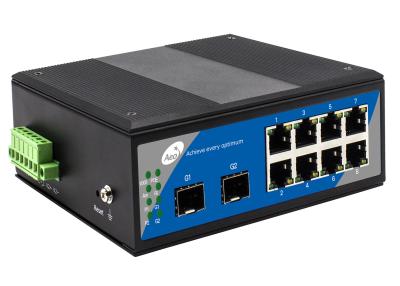 China Managed L2 Fiber POE Switch with 8 POE Ethernet and 2 SFP Ports , Din Rail Mounted POE Switch for sale