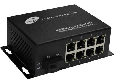 China 10/100M Commercial Fiber Media Converter with 1 Fiber and 8 Ethernet Ports for sale